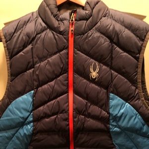 Men’s Spyder Jacket Vest Black Blue New Size Large